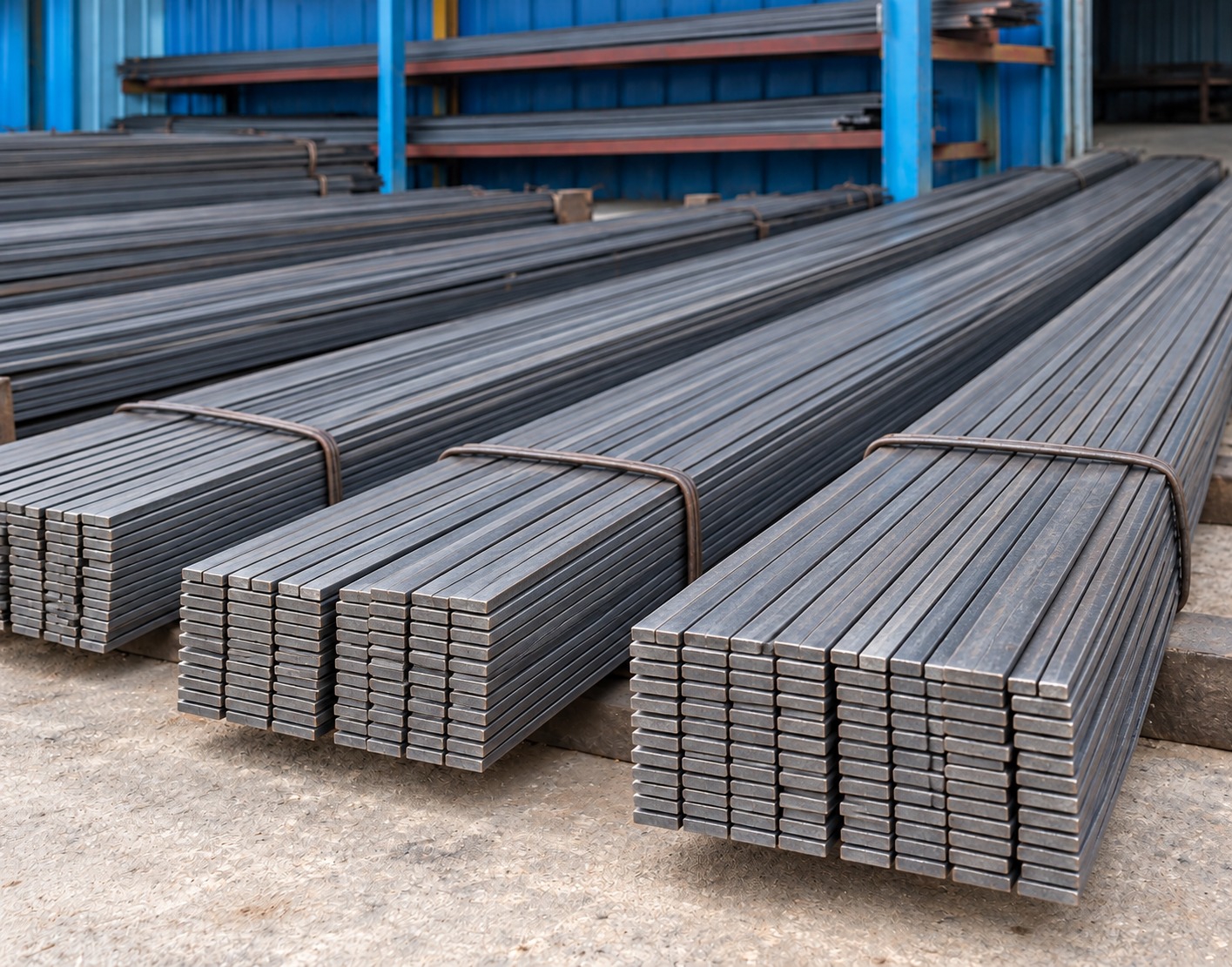 Illustrative mild steel flat bars with solid rectangular cross sections