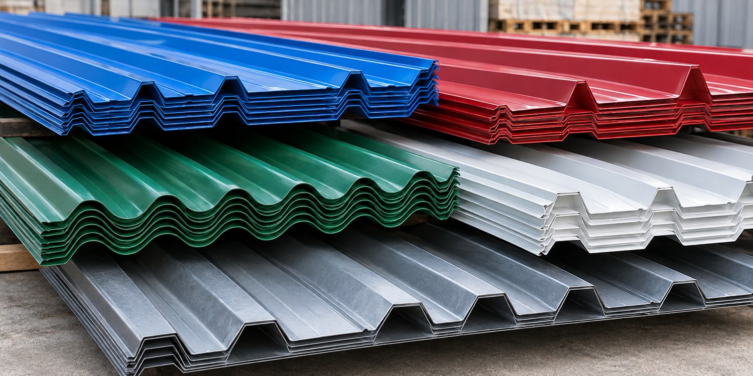 Illustrative image of colored metal roofing sheets