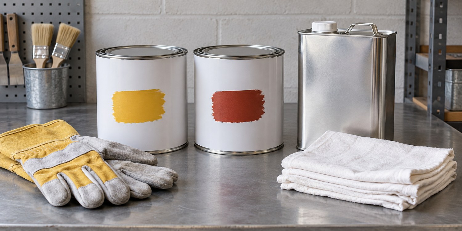 Illustrative primers, thinner, gloves and cotton cleaning supplies